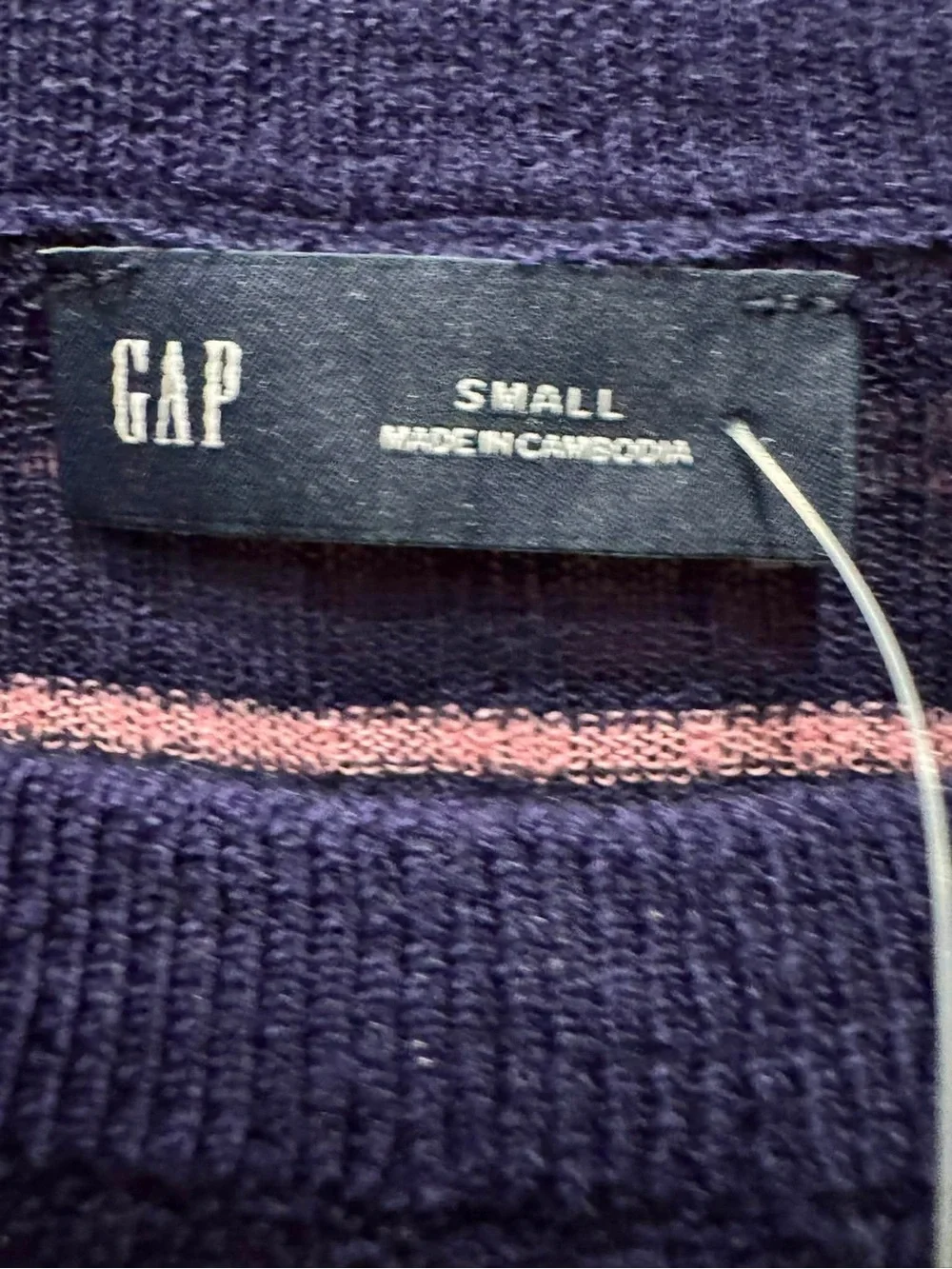 GAP Navy Short-Sleeve Striped Knit Sweater SMALL
